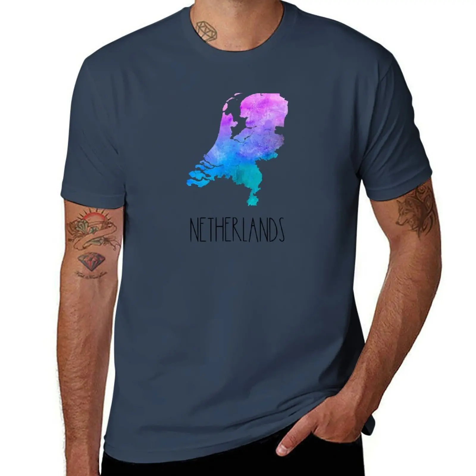 Watercolor Map Dutch Netherlands - T-Shirt Festive Simple T-Shirt