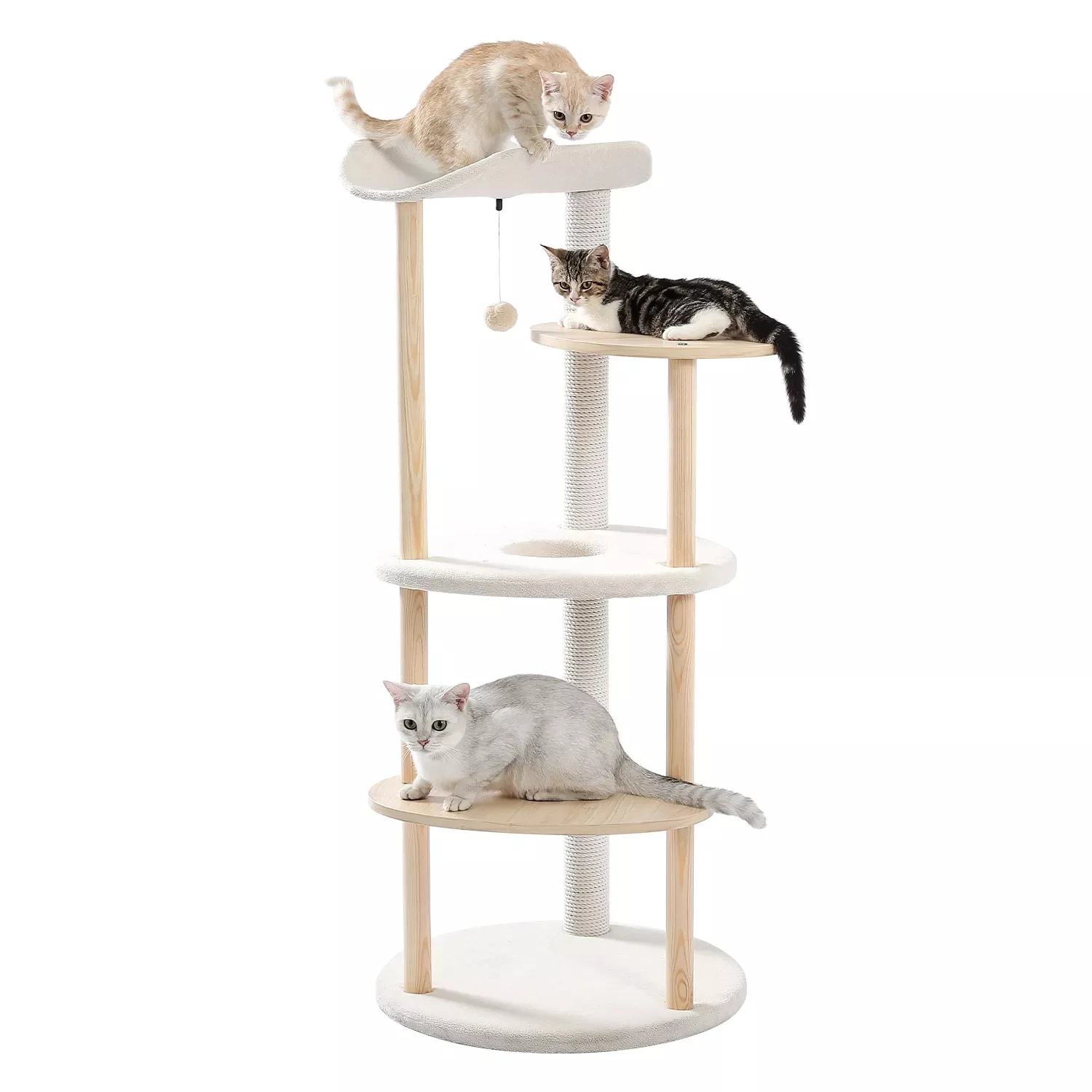 Free Shipping Modern Cat Tree Luxury Cat Tower Wooden Cat Activity Center With Scratching Posts