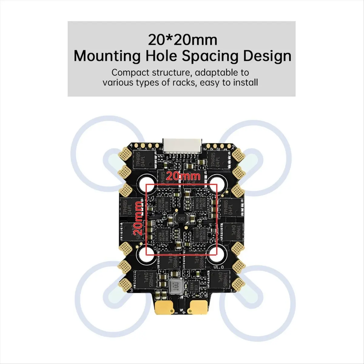 

*CLOS E70 G1 4-In-1 ESC 2-8S 70A BLHeli 32-Bit 128K UAV ESC for FPV Racing Supports Real-Time Updating of Motor Speed Data