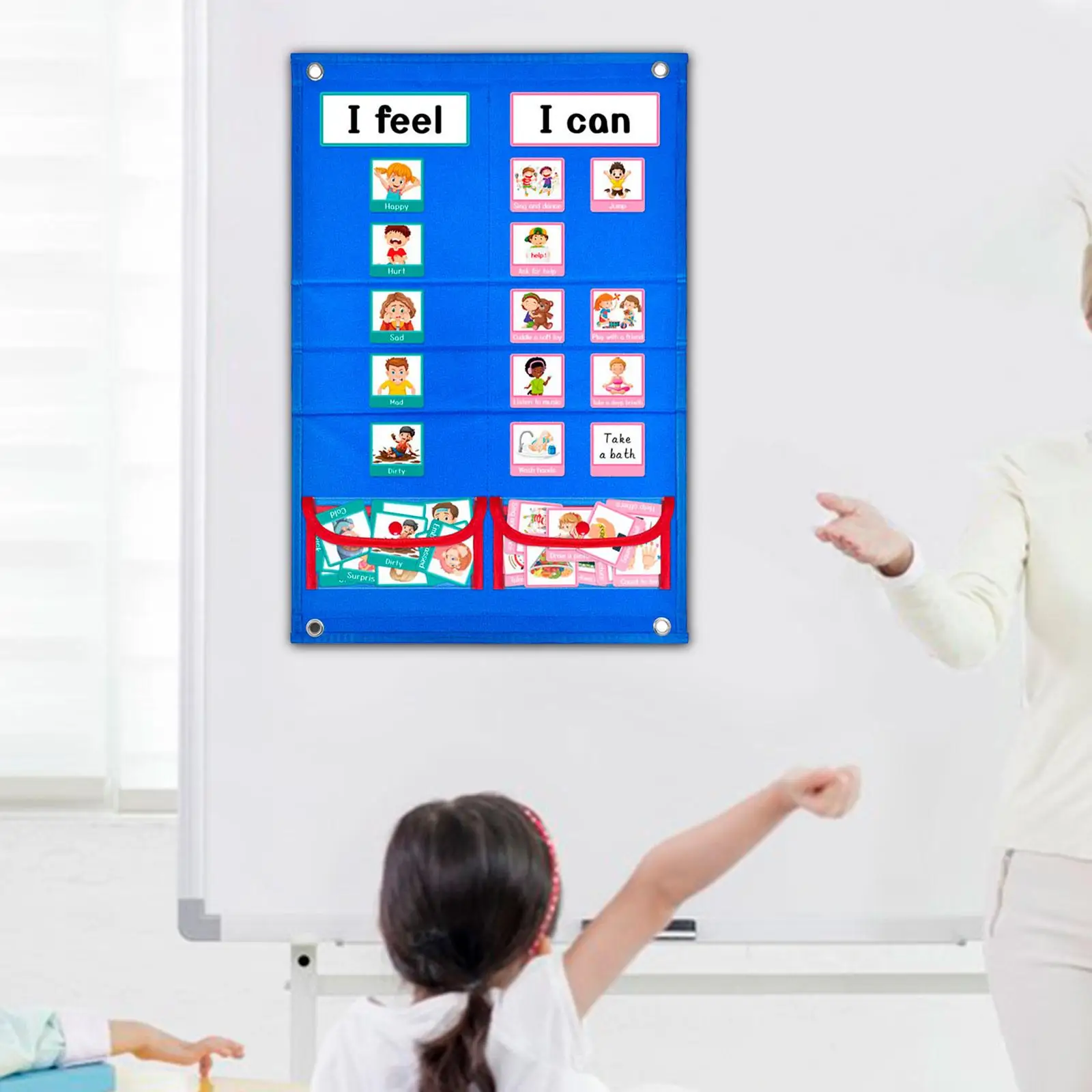 Kids Visual Schedule Routine Pocket Chart Interesting with Hanging Behavioral Cards Daily Schedule Board for Home Ground Wall