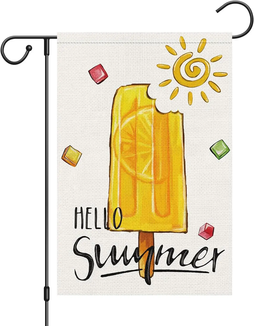 Louise Maelys Welcome Summer Garden Flag 12x18 Double Sided, Burlap Small Popsicle Garden Yard House Flags Outside Outdoor Seaso