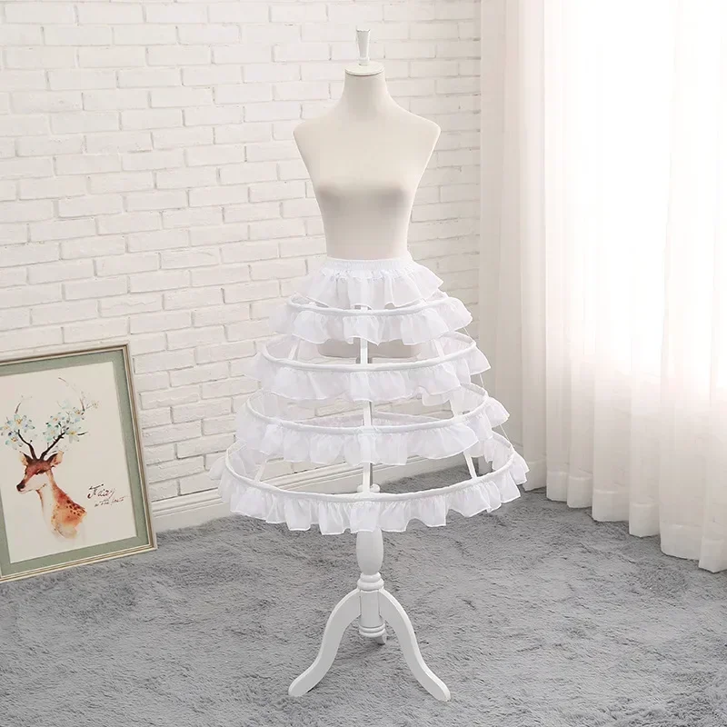 Womens 4 Hoops Underskirt Slip Vintage Pannier Petticoat Crinoline Underskirt Bustle Cage Ivory White