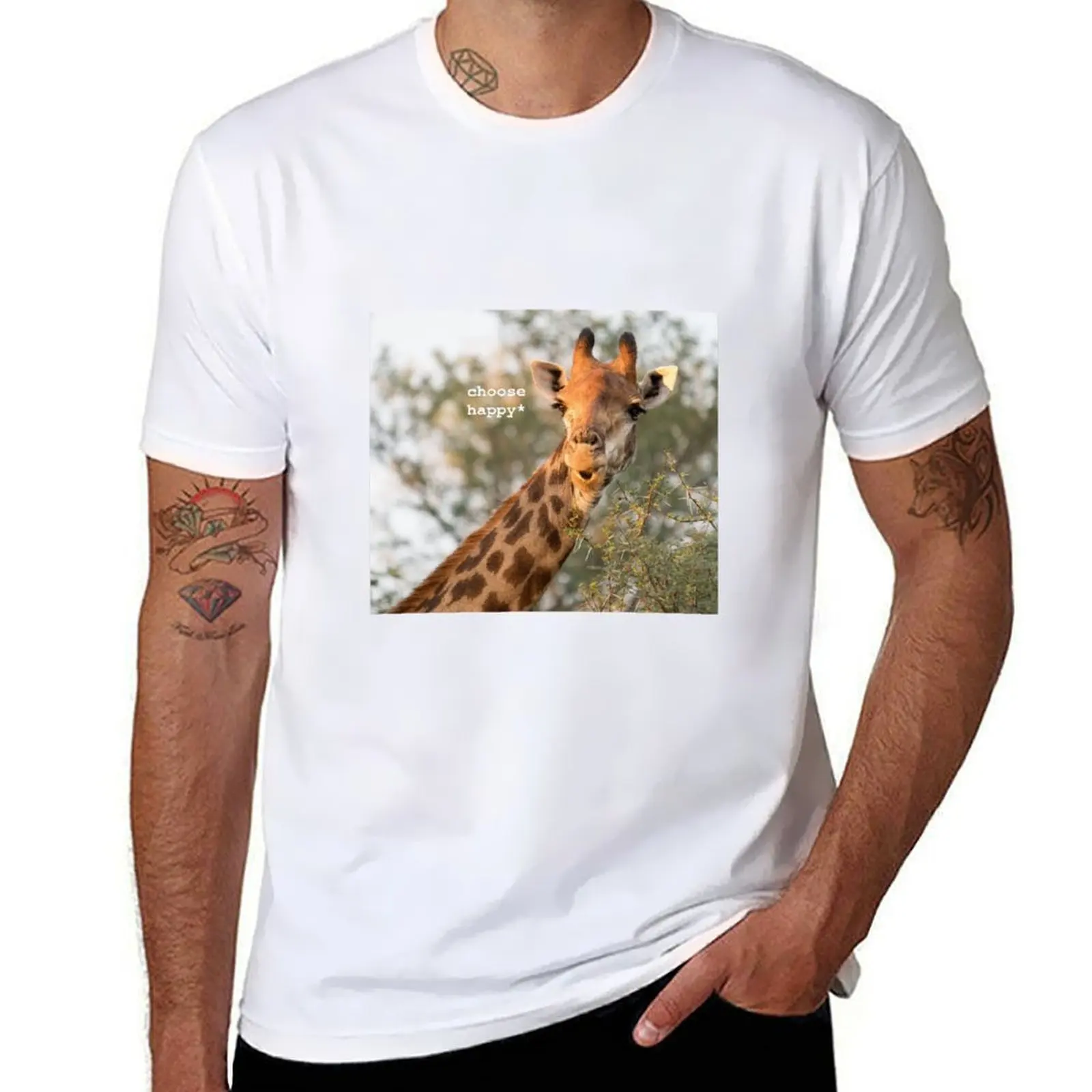 Choose Happy Smiling Giraffe in Nature T-Shirt custom shirt cheap stuff mens fashion