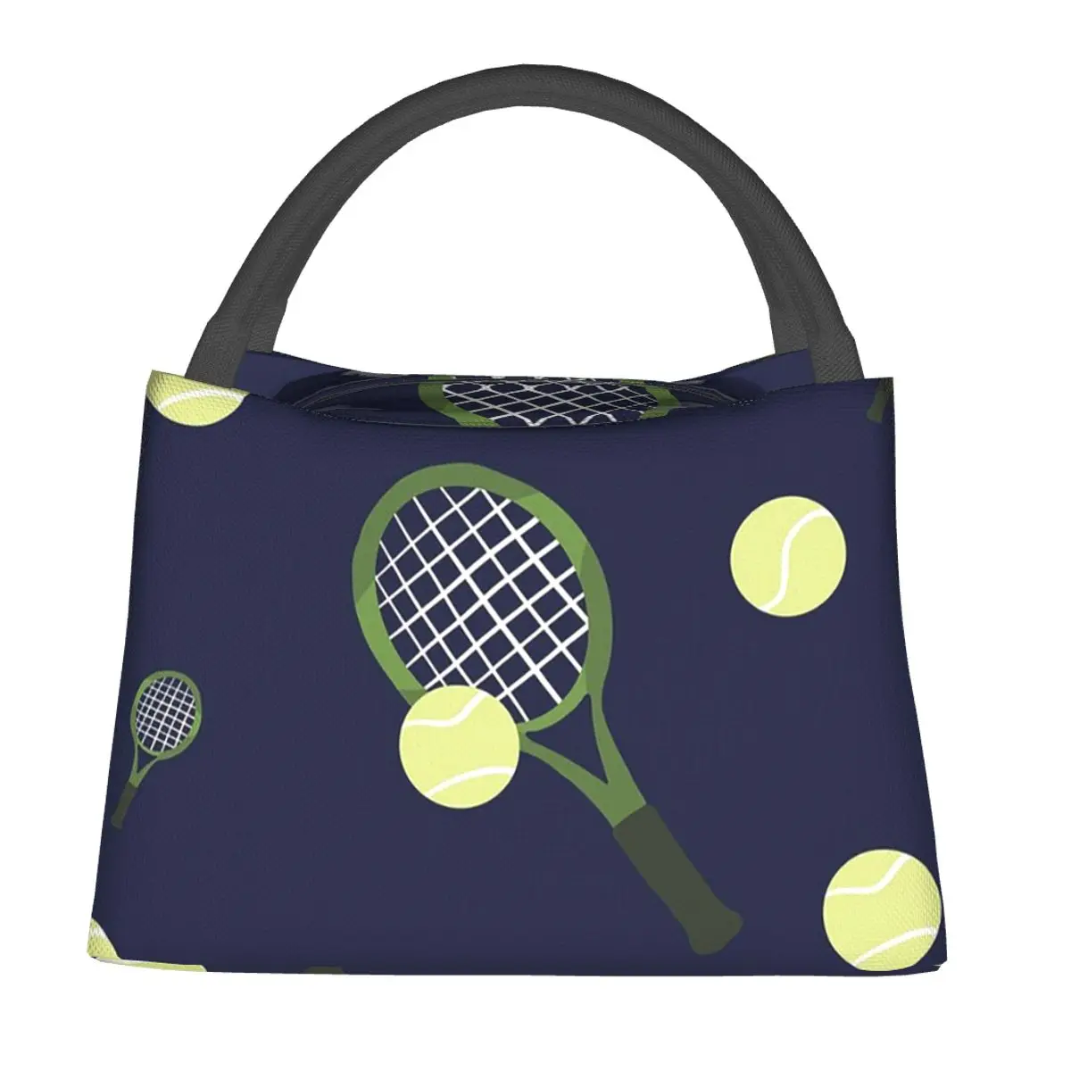 Tennis Rackets And Balls Lunch Bags Insulated Bento Box Portable Lunch Tote Picnic Bags Thermal Bag for Woman Student Work