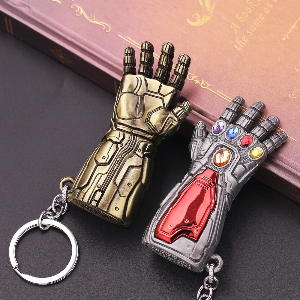 Marvel Iron Man Infinity Glove Pendant Key Holder Avengers Infinity Stones Weapon Keychain Accessories Gifts For Fans Toys