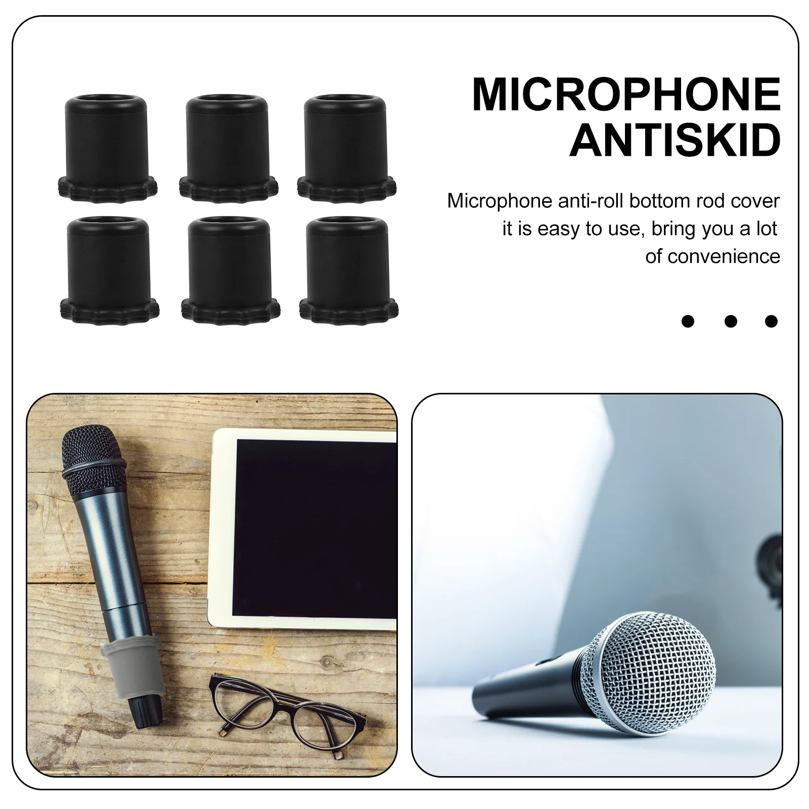 

6Pcs Mic Bottom Rod Sleeve Silicone Microphone Anti-Slip Bottom Holder Anti-Drop Cover Wireless Mic Protective Sleeve for Ktv
