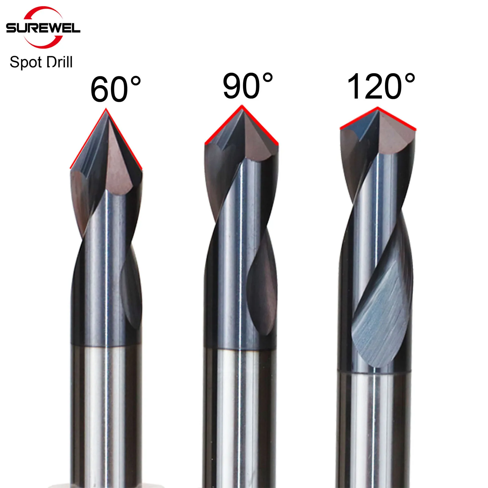 Surewel Punto Punto In Carburo Solido Punta Punto Punta 60 90 120 Gradi 1-12Mm Guida Preparare La Posizione Della Smussa Macchina A Foro Pilota Utensile Cnc