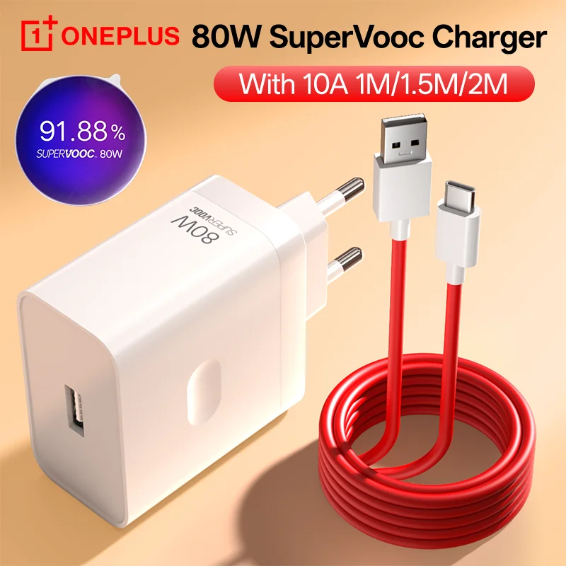 

Зарядное устройство 80 Вт SuperVOOC, оригинальное, для ЕС, с кабелем 10 А, для телефонов OnePlus 15R, 13R, 13, 13S, 12, OPPO Find X9 Pro, Realme 14 Pro Plus