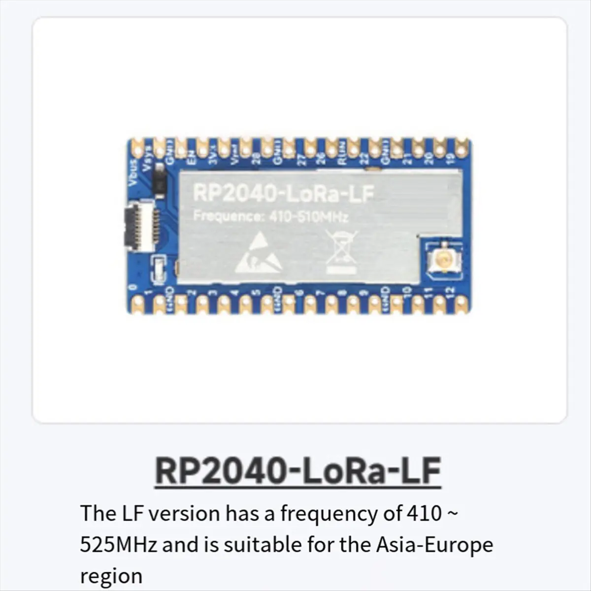

[ABDH] Плата разработки RP2040-LoRa LF + антенна SX1262 410-510 МГц, поддерживает GFSK LoRa