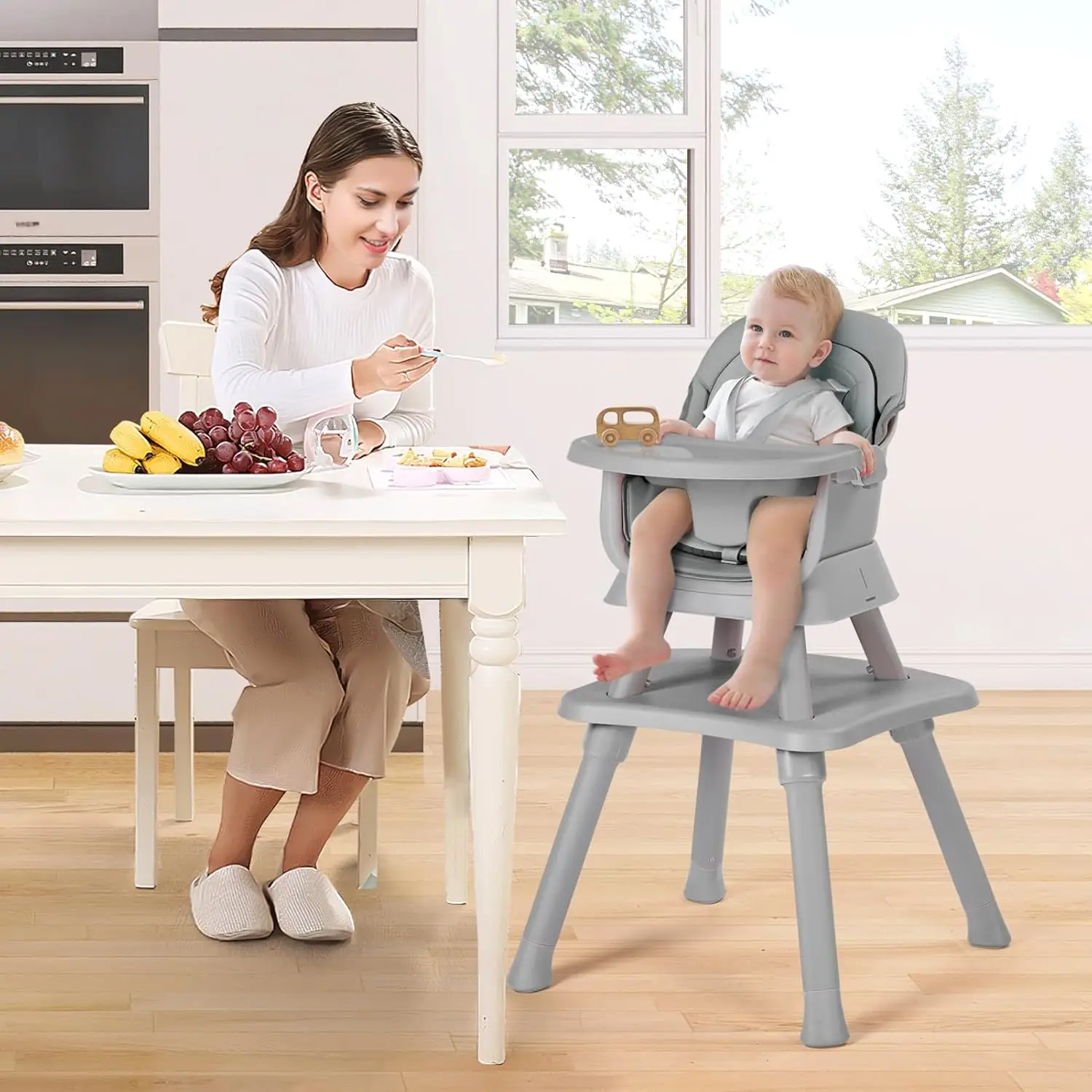 Baby High Chair, 8 in 1 Convertible Highchairs for Babies and Toddlers, Children Dining Booster Seat/Kids Building Block Table