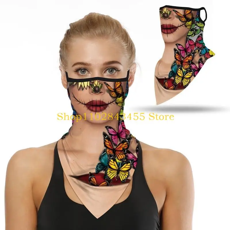 49MC Halloween Neck Gaiter Face Máscara Palhaço Impressão Earloop à prova poeira para Triângulo