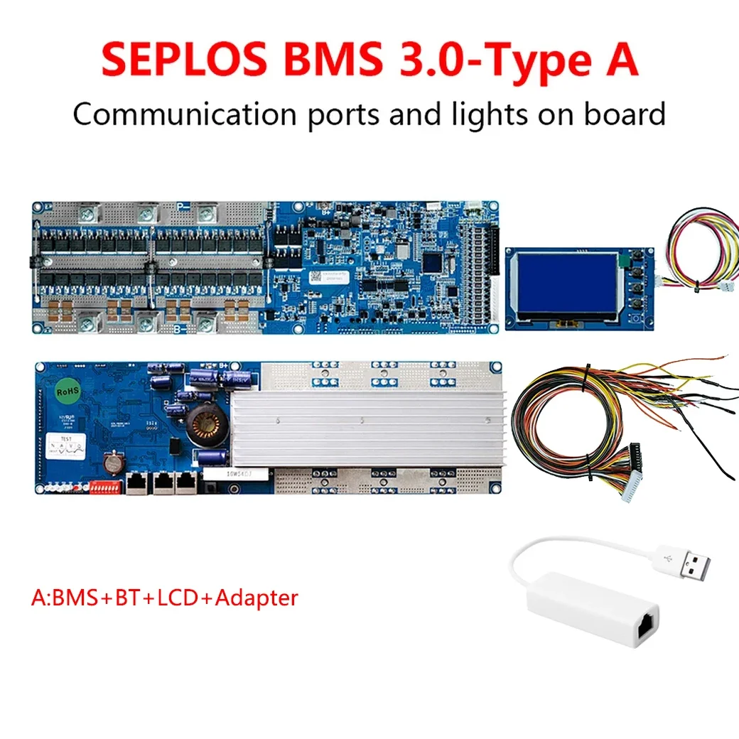 Seplos 3.0 Version Smart BMS 100A/150A/200A 24V/48V 13S 14S 8S 15S 16S LFP With Bluetooth LCD Screen BMS Li-Ion LiFePO4 Battery image 3