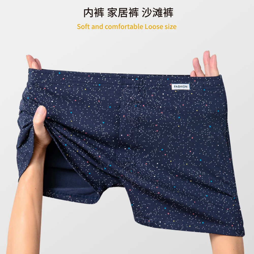 3PCS/Pack Men\'s Boxer Underwear Casual Loose L-4XL Big Size Pajama Pants 100% Cotton High Elastic Waist Hidden Buckle Underpants