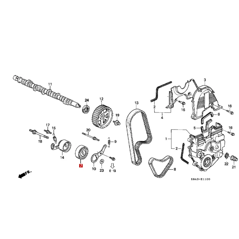 Ho nd a حزام توقيت عمود الحدبات للمحرك (L4) توقيت الموتر 13404PT0003/13404-PT0-003/13404 PT0 003 #2