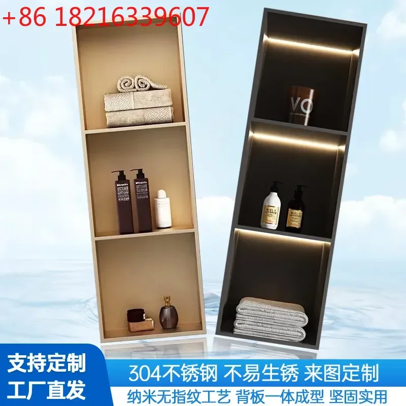YAOCustom 304 Stainless Steel Recessed Niche Shelf for Bathroom Shower Room Metal Storage Rack Wall Mounted Organizer