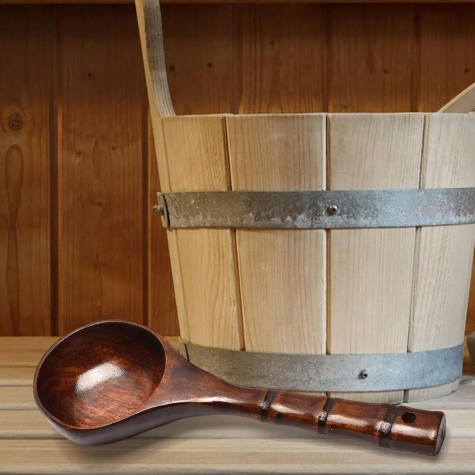 Elegant Wooden Sauna Spoon Smooth Ergonomic Ladle Practical Bath Utensil for Sauna Room