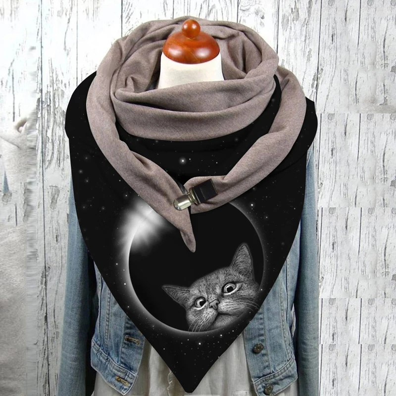 Cat pattern Print 3D Printed Scarf and Shawl Warm for Women and Men