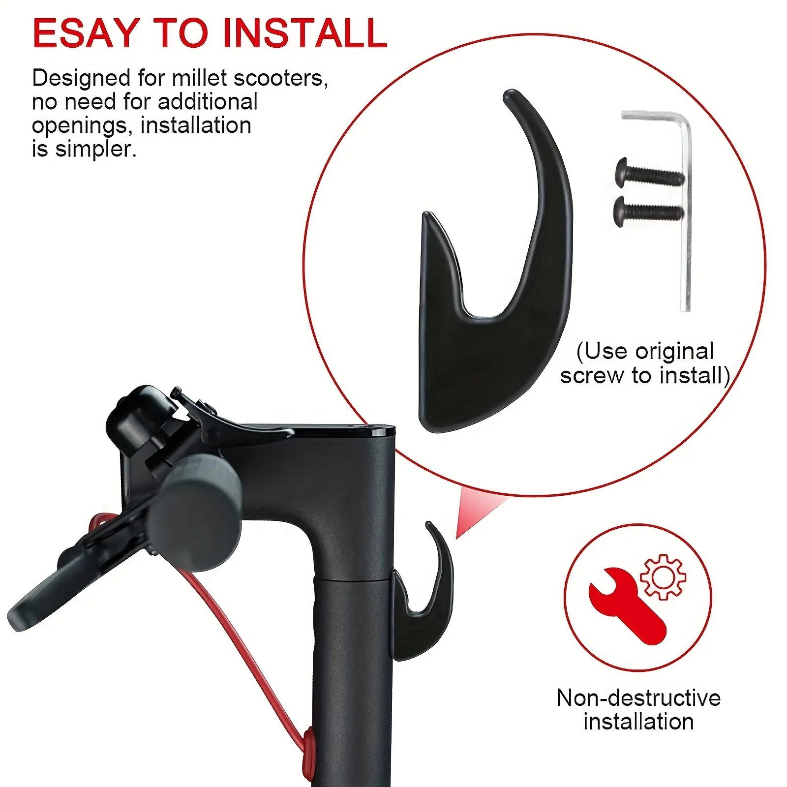 2 pezzi, gancio anteriore per Scooter elettrico gancio per artiglio anteriore leggero per Xiaomi Mijia M365/ M365 Pro/ M187