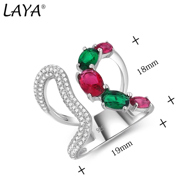 LAYA 925 Sterling Silver Color Stone Personalized Design Irregular Neutral Finger Ring For Women Men Fashion Original Jewelry