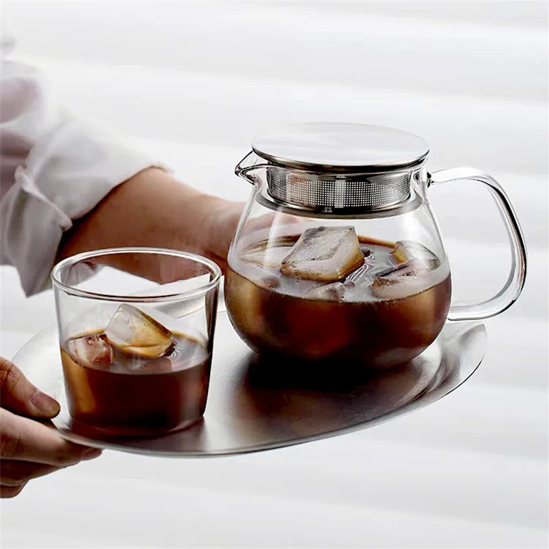 Japanese Stovetop Safe Clear Glass Teapot with Filter Lid Replacement Jug Infuser Maker Iced Green Tea Scented Pot Coffee Kettle