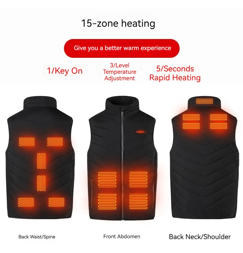 

2025Smart Heating Vest for Men, 15-zone Temperature Control, Heated Vest for Winter, Outdoor Climbing Cold-proof Clothing.