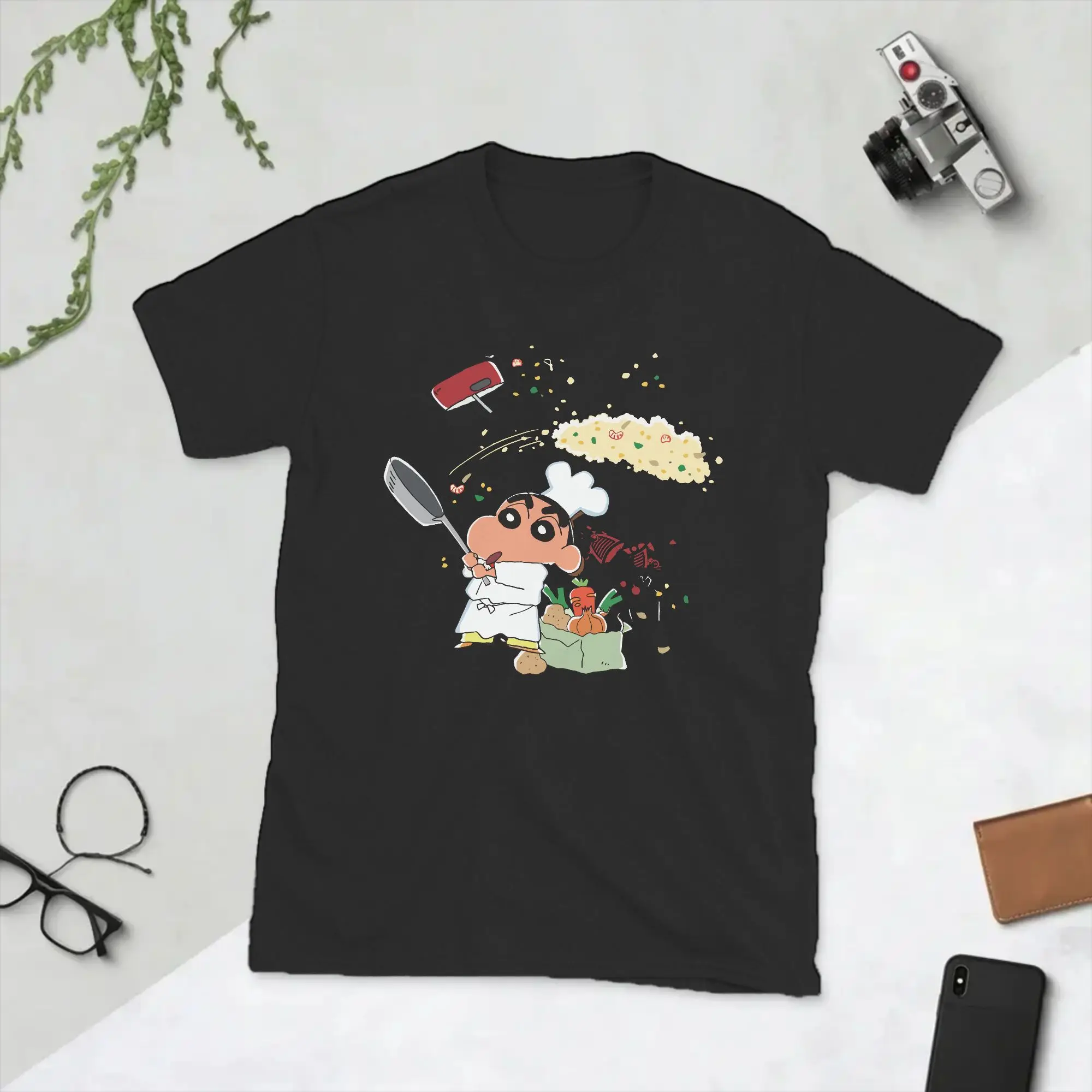 Crayons Shin-Chans Anime T Shirt Men Pure Cotton Vintage T-Shirts O Neck  Tee Shirt Short Sleeve Clothes 4XL 5XL 6XL