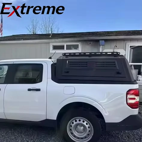 Extreme:Pickup Truck Bed Hardtop Tonneau Cover Aluminum Alloy Hinged Locking Canopy for Ford Maverick