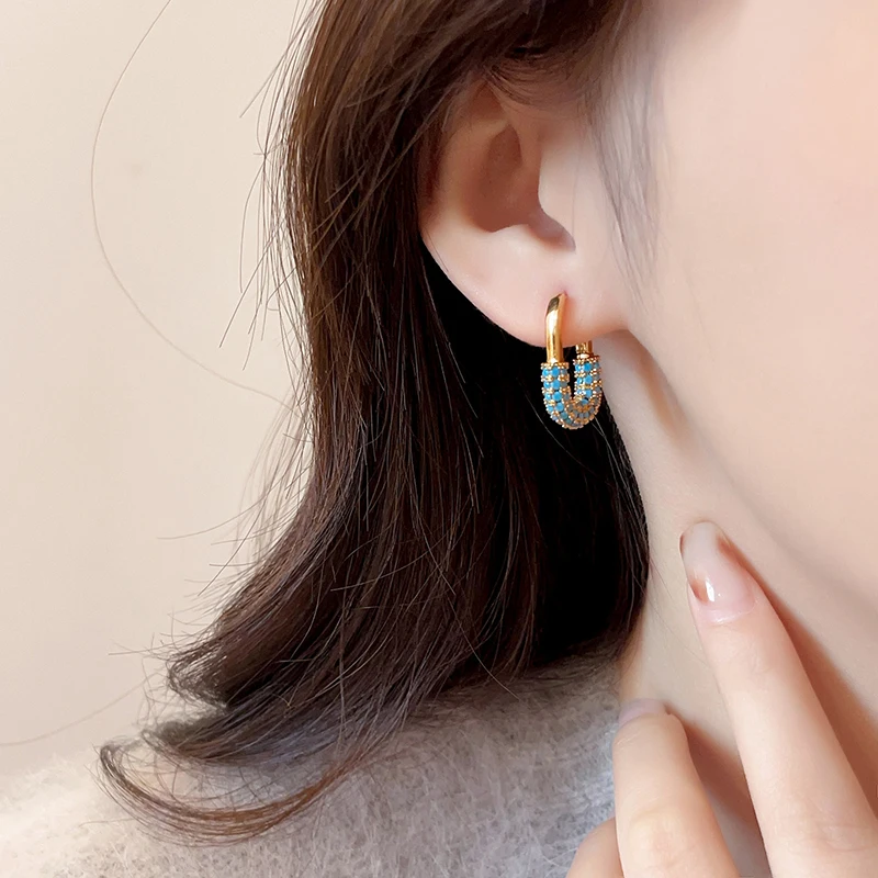 Türkis-Plattierte 18K Gold U-förmige Ohrringe für Damen 2026 Neues Trendiges Design Schmuck Luxuriöses Accessoire für Partys Geschenk – Detail 10