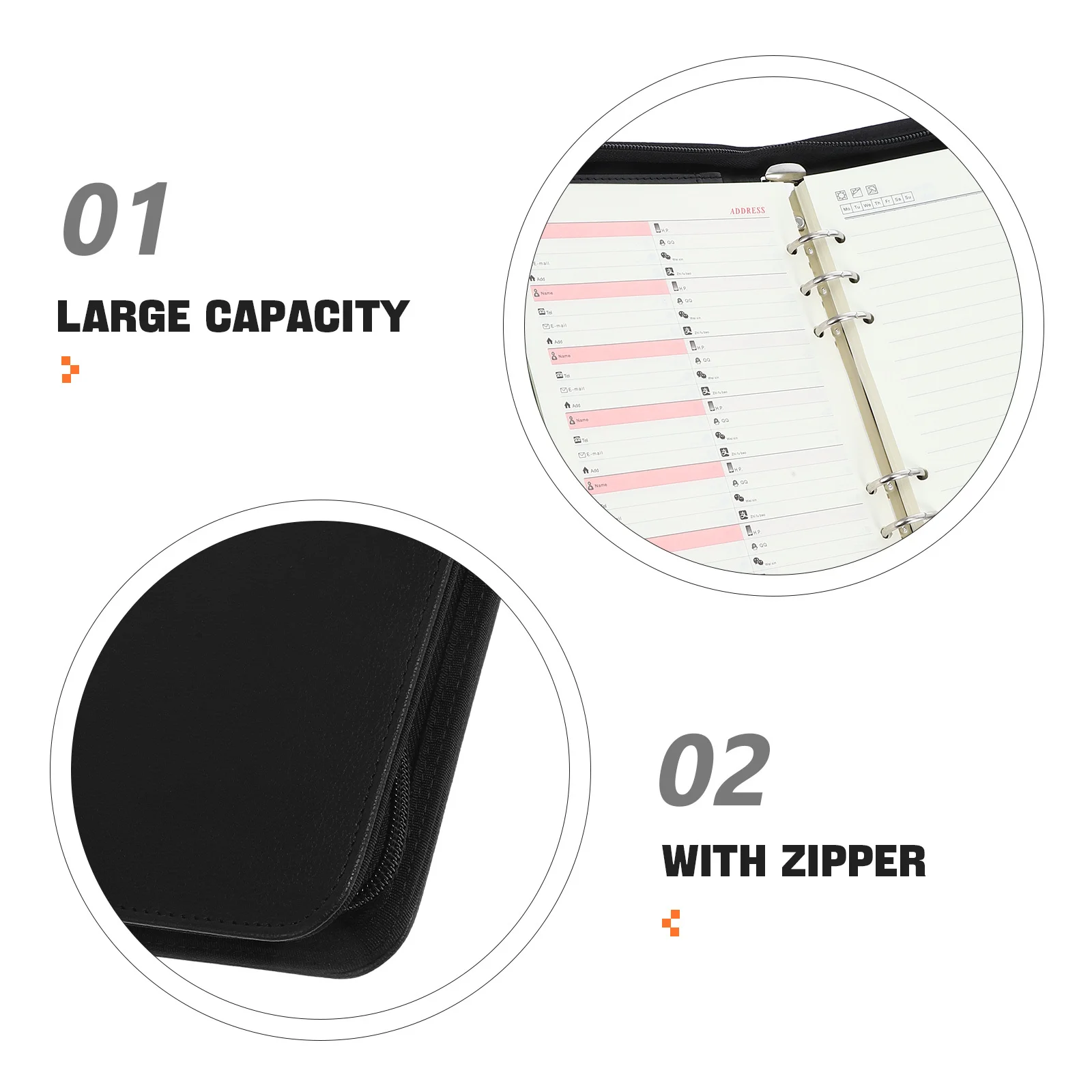 محفظة PU بسحاب Padfolio Binder منظم استئناف المستندات القانونية ومستلزمات الأعمال وبطاقات مجلد الكمبيوتر اللوحي Padfolio للنساء