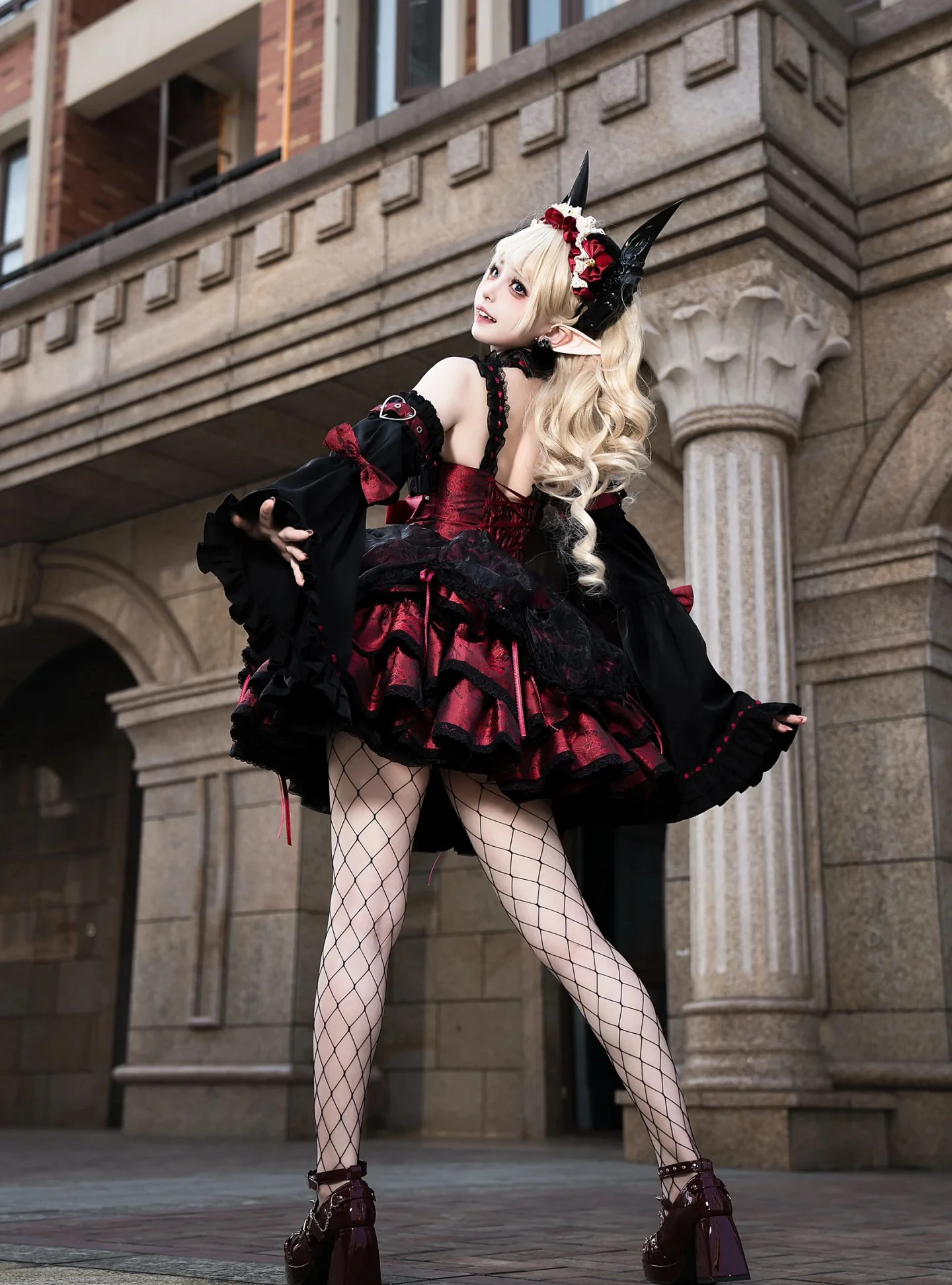 Dark Gothic Lolita JSK Black Red Camisole Dress Subculture Y2K E