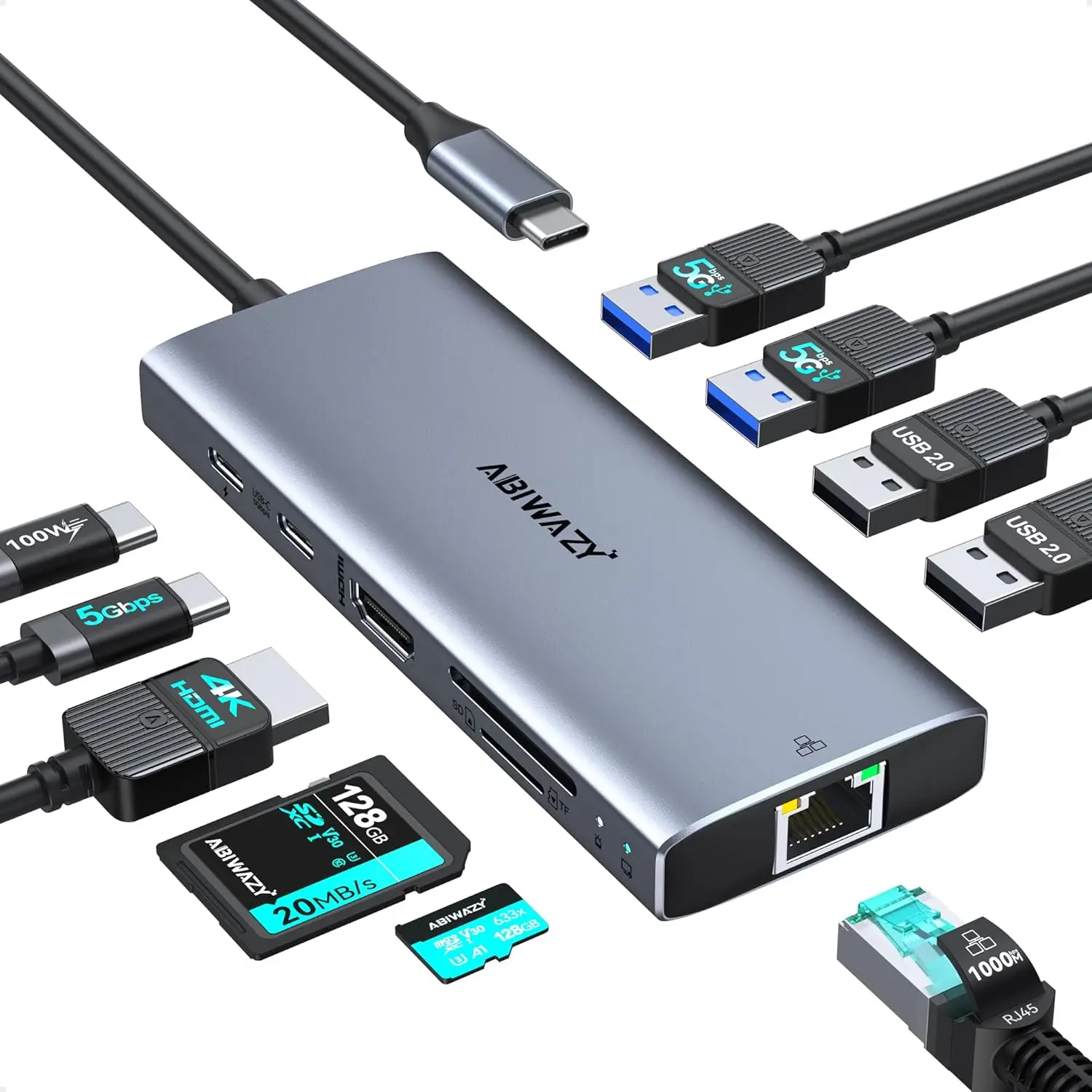 

Многофункциональный USB-C хаб 10-в-1 с 4K HDMI, Ethernet и поддержкой PD 100 Вт для ноутбуков и планшетов