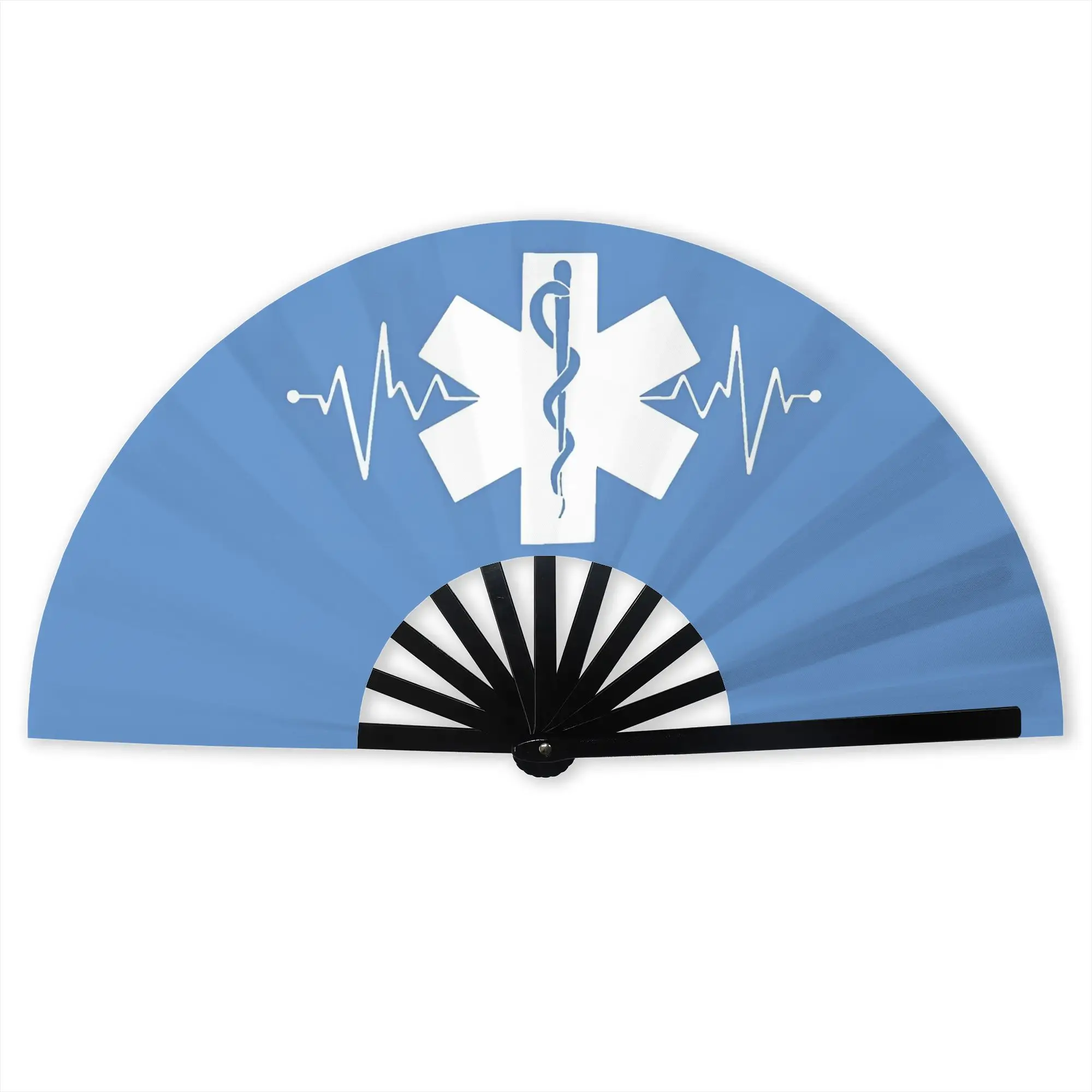 Custom Star of Life   Promotional Gift Hand Fan Party  Durable Folding Fans Novelty Bulk Pack Fan