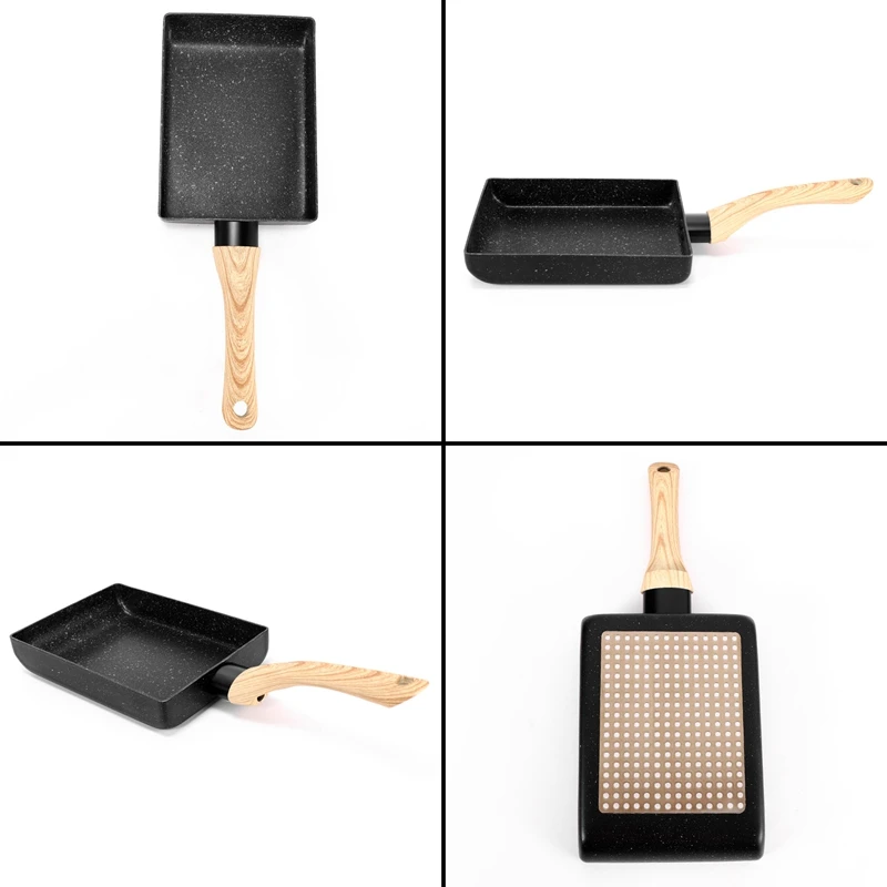 Сковорода Tamagoyaki из омлета, черная антипригарная сковорода, сковорода для блинов, кухонный горшок для блинов, используется только для газовой плиты