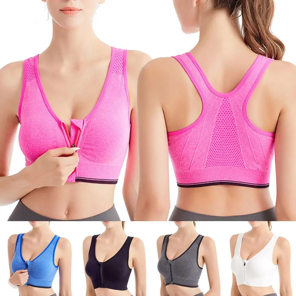 

S-3XL Front Zipper High Stretch Breathable Sports Bra Top Fitness Women Sport Bra For Running Yoga Gym Vest Seamless Crop Bra