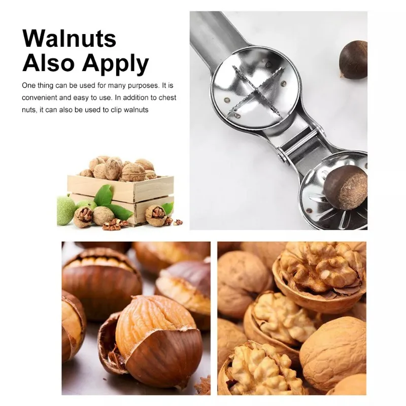 Stainless Steel Nutcracker Tool Heavy Duty Nut Cracker for Chestnuts Walnuts Hazelnuts Pecan Almonds Sheller Kitchen Gadget