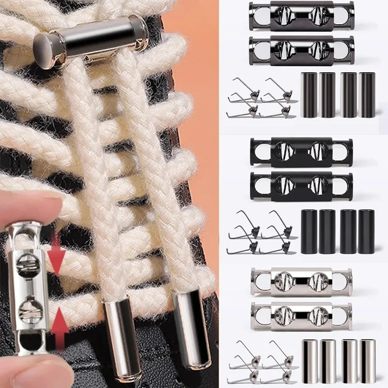Metal Shoelaces Buckles Double Hole Head Vintage DIY Sewing Alloy Handmade Drawstring Stopper Toggles Cord Lock Clasp
