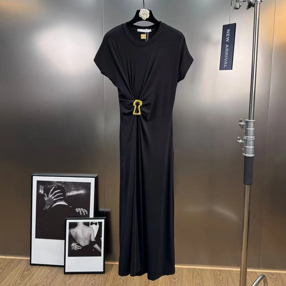 

High Street Summer Dresses Women's Audrey Hepburn Style Tailored Gathering Pin Decoration Slimming and Body-Conscious Dress