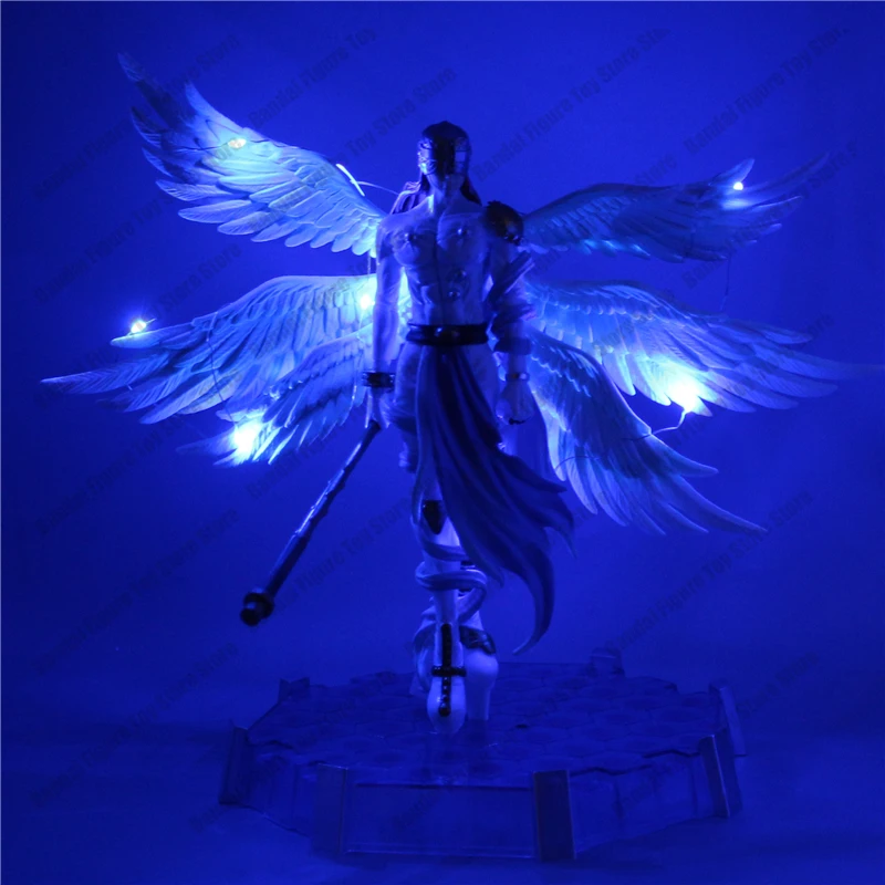 28cm Anime Digimon Adventure Figures Angewomon Angemon LED Action Figurines PVC Statue Model Collection Doll Toys Children Gift