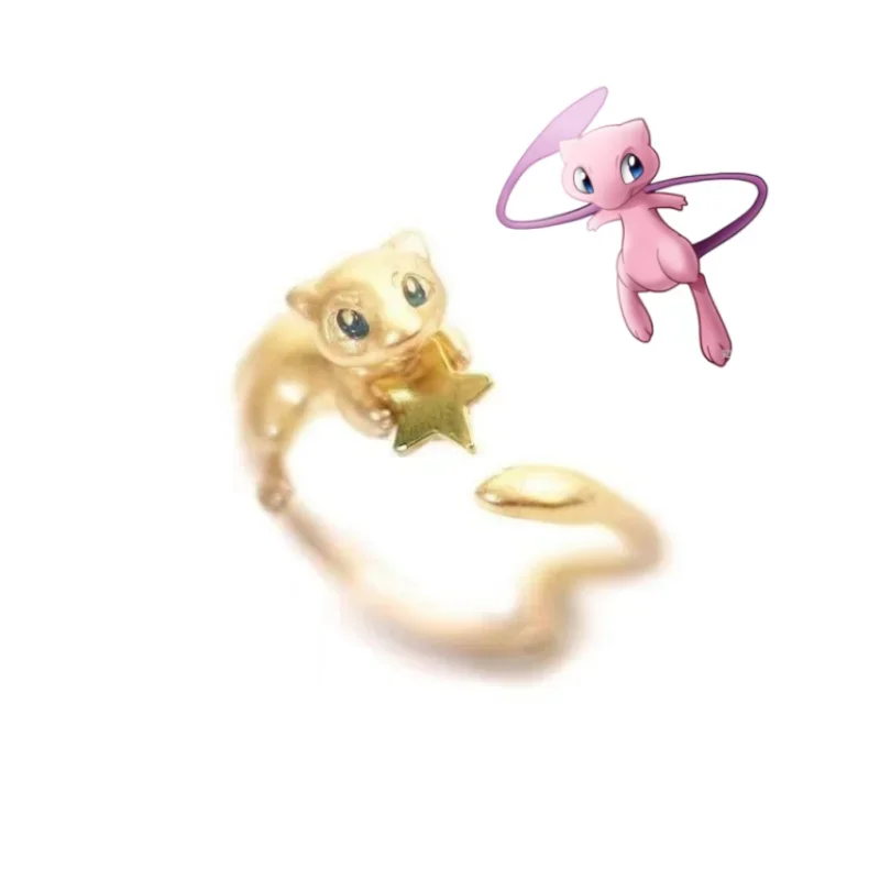 

Pokemon Mew Gengar Bulbasaur Anime Peripheral Ring S925 Silver Couple Ring Jewelry Opening Adjustable Jewelry FashionCartoonGift