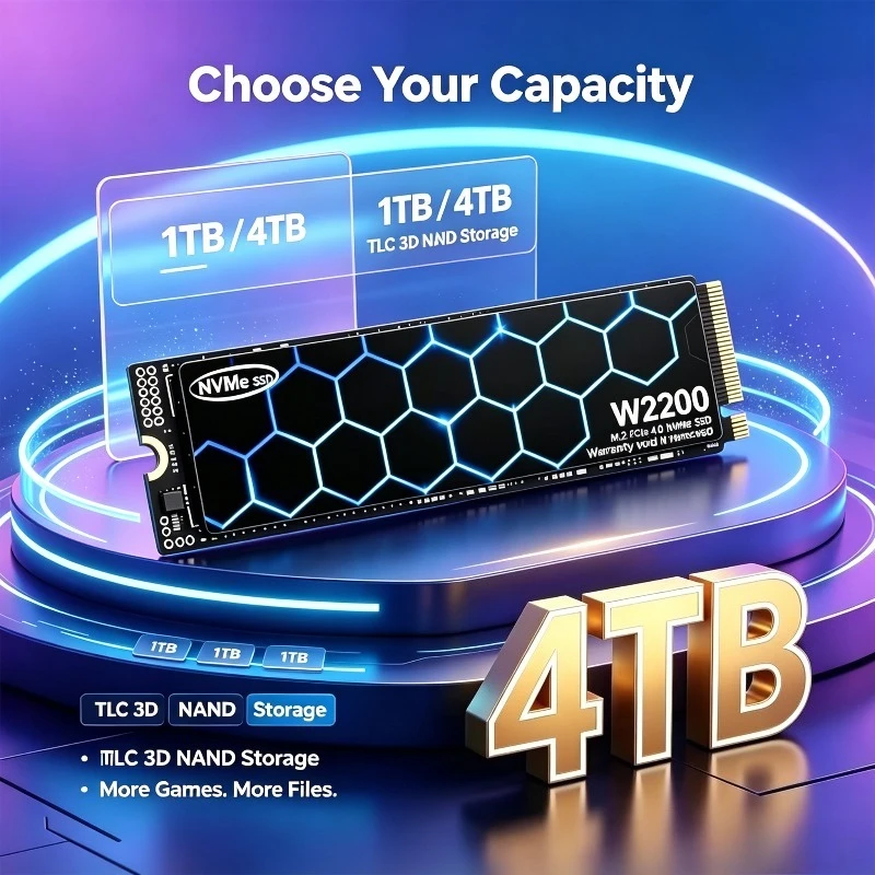 M.2 SSD Hard Disk 500GB 1TB 2TB 4TB 7300MB/s NVMe M2 W2200 SSD 500GB PCIe 4.0 Internal Solid State Drive For Laptop Desktop PC