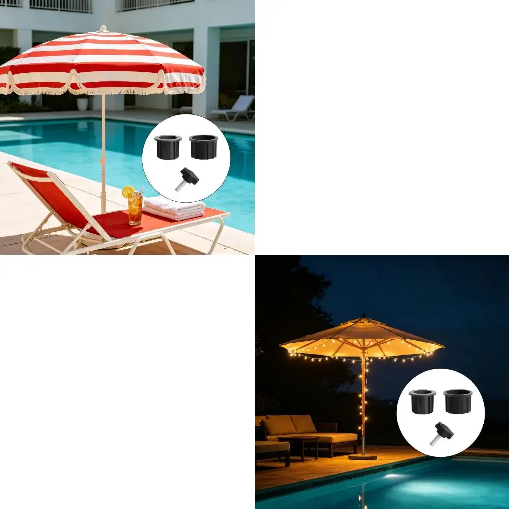 Deck-Sonnenschirmständer-Pfostenhülsen-Ersatzpaket, mit 38-mm- und 48-mm-Einsätzen und handfester Schraube für zu Hause, hohe