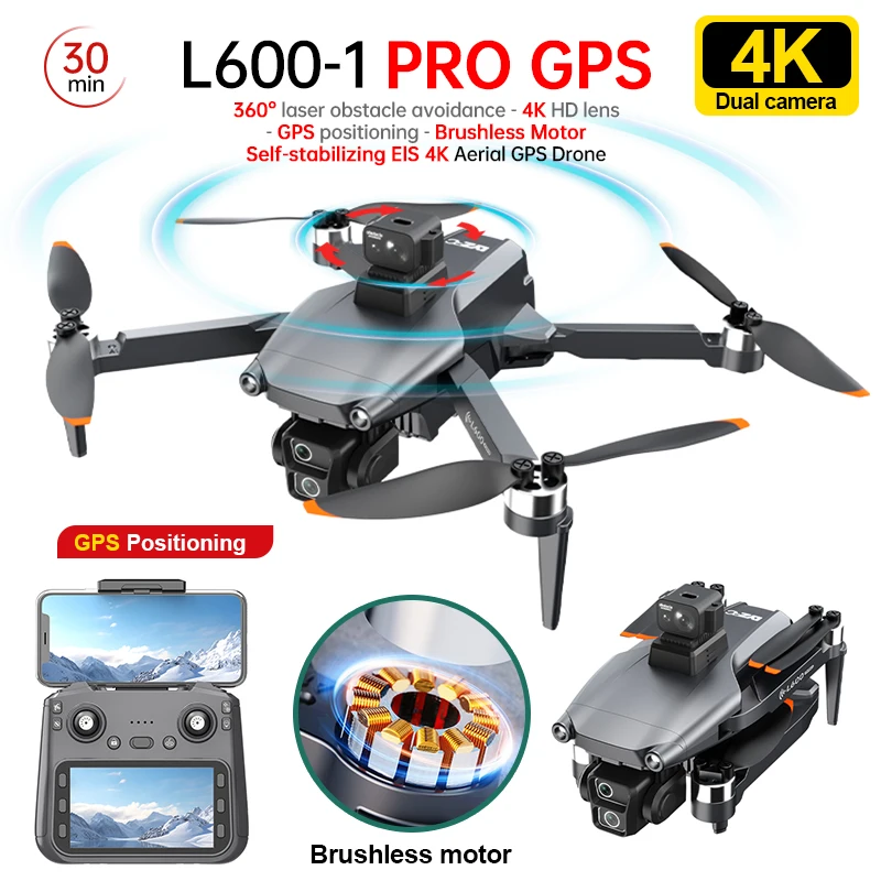 L600-1 PRO GPS Screen Control Drone Professional 4K HD Dual Camera Obstacle Avoidance Brushless Motor 5G WIFI RC Quadcopter Toys