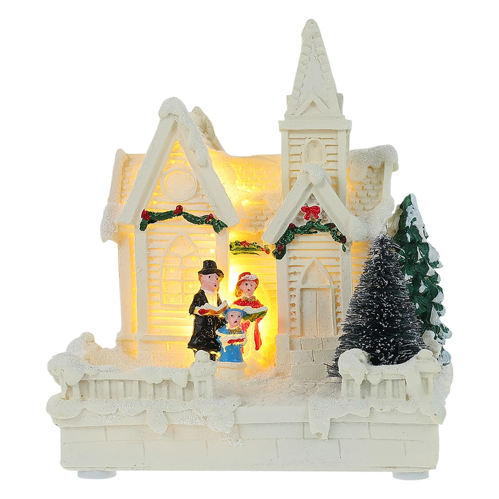 1Pcs Luminous Christmas Resin Decor Christmas Ornament Chic Adorable Xmas Desktop Decor for Living Room Study Cafe