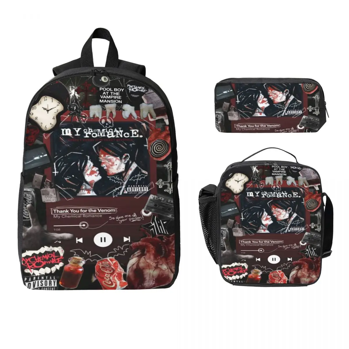 

Детский рюкзак MCR My Chemical Romance Rock Band, ланч-бокс, сумки для ручек для мальчиков и девочек, рюкзаки для детского сада, школьный рюкзак, набор книг