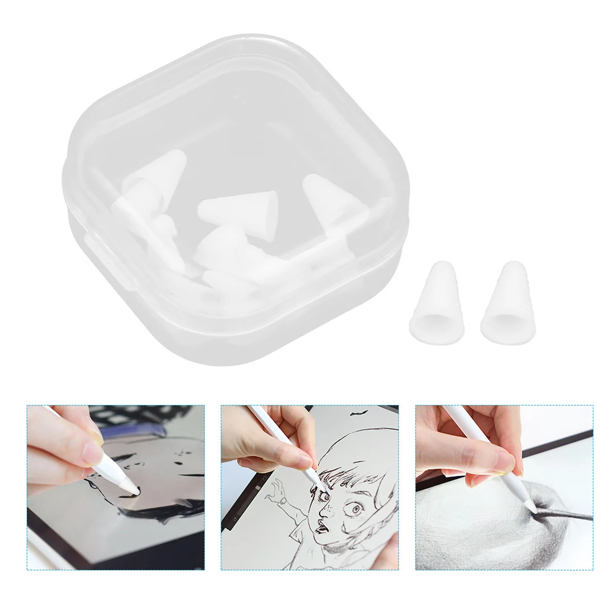 8 Buah Casing Pelindung Silikon Penutup Ujung Pena Stylus Meningkatkan Akurasi untuk Penutup Stylus Pensil 1 2 Putih