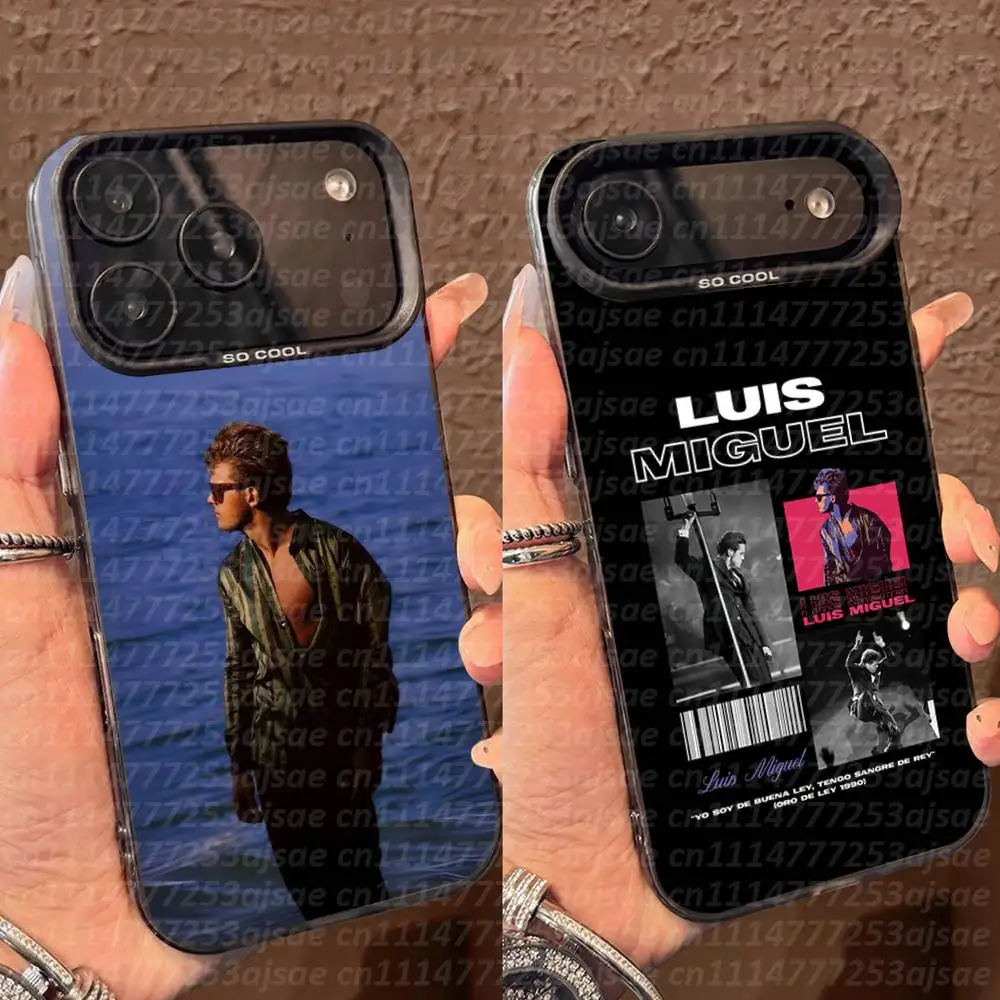 Funda para teléfono con diseño de L-Luis Miguel para iPhone 18, 15, 16, 17, 13, 14, 11, 12, Pro, Max, Plus, E, Air, Mini, color gris mate, resistente a golpes, con cubierta IMD.