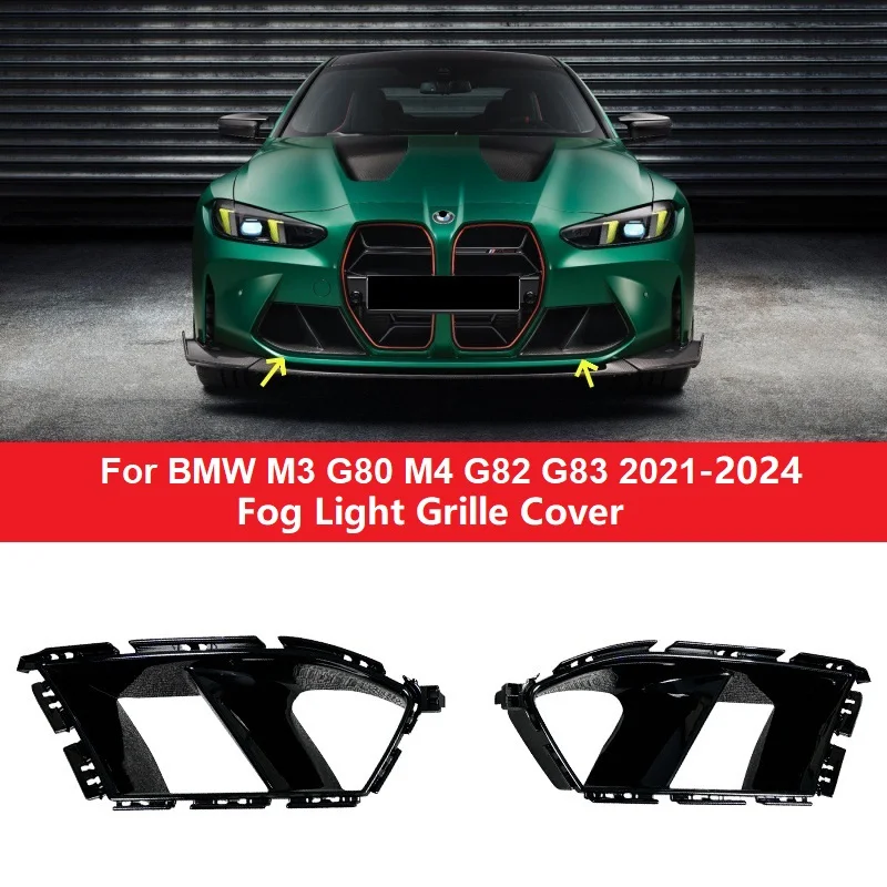 

For BMW M3 G80 M4 G82 G83 Front Bumper Air Vent Trim ABS Fog Light Lamp Intake Frame Grille Cover 2021-2024