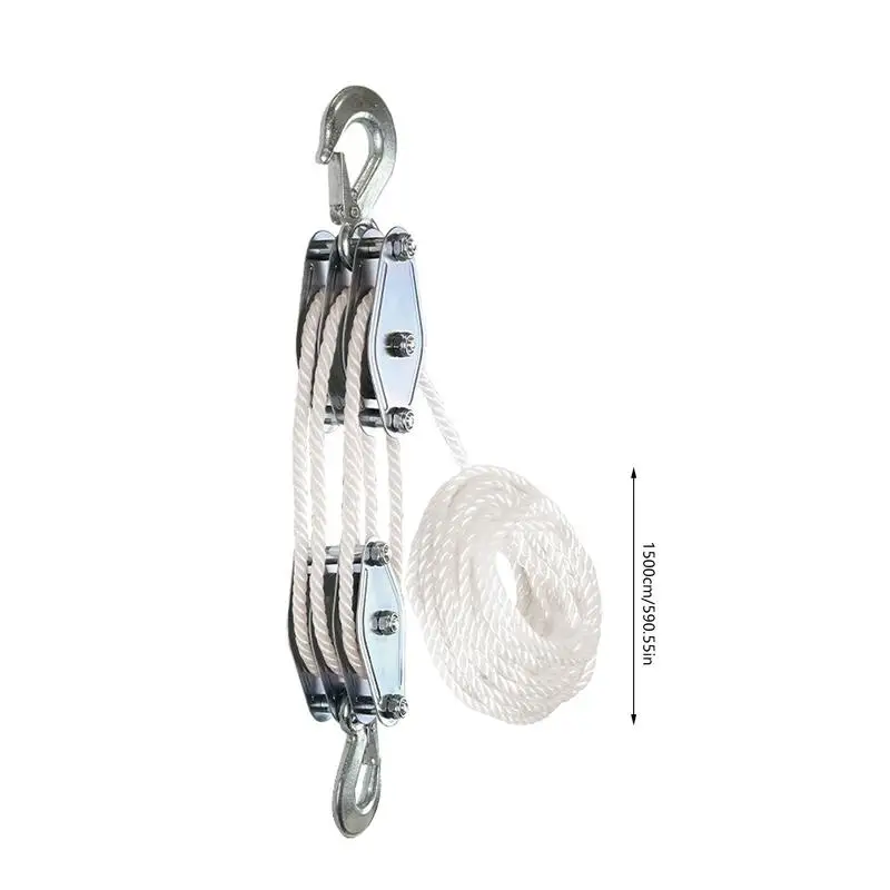 Block And Tackle Rope Pulley Hoist With 6:1 Lifting Power Multifunctional Heavy Duty Pulley System With 2200 Lbs Pulley System