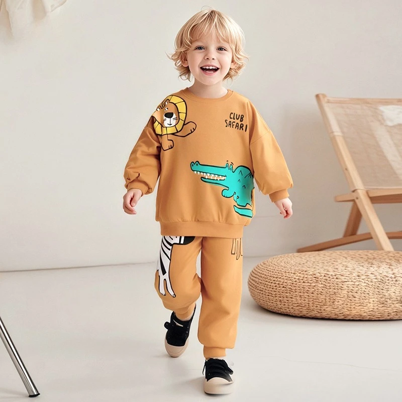 

Autumn Cartoon Boy Set Party Gift for Son Autumn Cotton Children's Hoodie Set