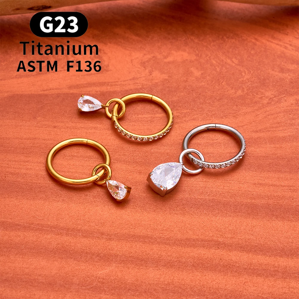 ASTM F136 Titan Birnenherz Kite CZ Drape Rook Ohrring 16G Clicker Hoop Knorpel Tragus Conch Lobe Helix Piercing Schmuck – Detail 9